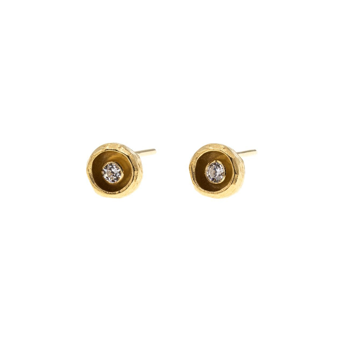 Gold Vermeil Stud Earrings with White Topaz