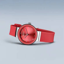 Load image into Gallery viewer, Bering Classic Watch with polished silver case and Red Silicon strap