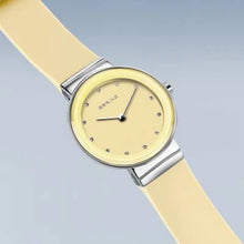 Load image into Gallery viewer, Bering Classic Watch with polished silver case and Yellow Silicon strap
