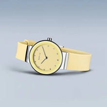 Load image into Gallery viewer, Bering Classic Watch with polished silver case and Yellow Silicon strap