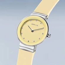 Load image into Gallery viewer, Bering Classic Watch with polished silver case and Yellow Silicon strap