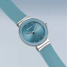 Load image into Gallery viewer, Bering Classic Watch with polished silver case and Blue Silicon strap