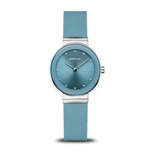 Load image into Gallery viewer, Bering Classic Watch with polished silver case and Blue Silicon strap