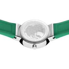 Load image into Gallery viewer, Bering Classic Watch with polished silver case and Green Silicon strap