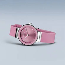 Load image into Gallery viewer, Bering Classic Watch with polished silver case and Pink Silicon strap