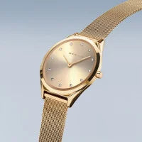 Load image into Gallery viewer, Bering Ultra Slim Gold Finish 4.8mm Ladies Watch