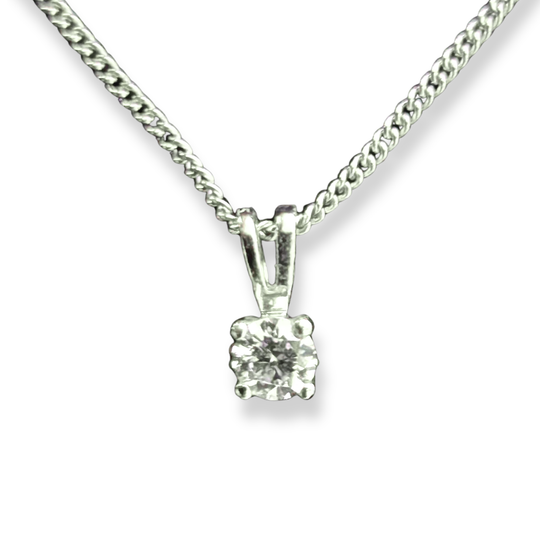 18ct White Gold Round Brilliant Cut Diamond Pendant 0.15ct