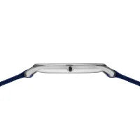 Load image into Gallery viewer, Bering Ultra Slim Polished Silver Mens Watch Blue Face Nato Strap