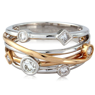 18ct White & Rose Gold and Diamond Ring