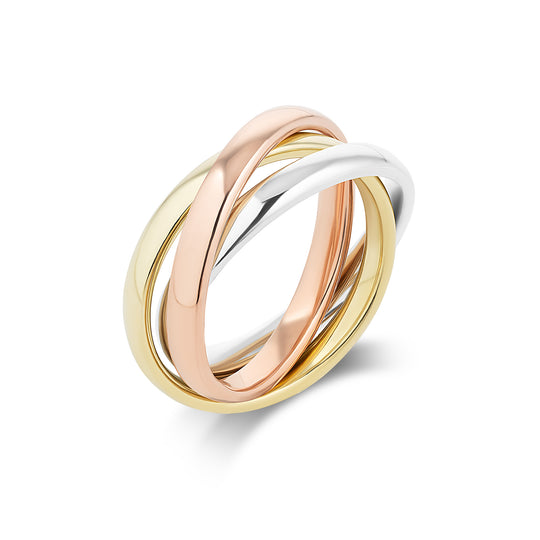 Three Colour 9ct Gold Russian Wedding Ring, view 2