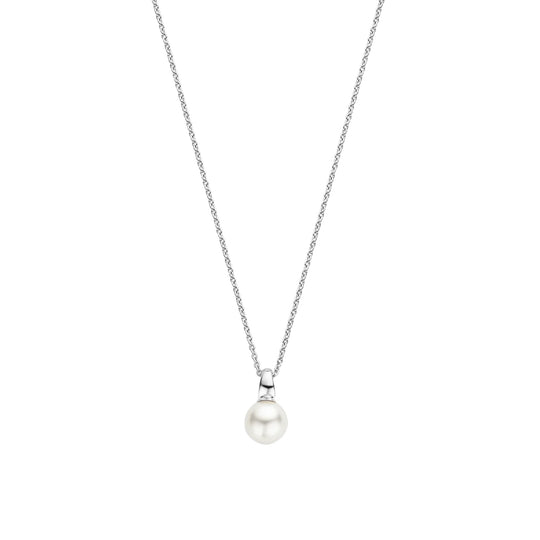 Sterling Silver 8mm Pearl Pendant Necklace by TI SENTO