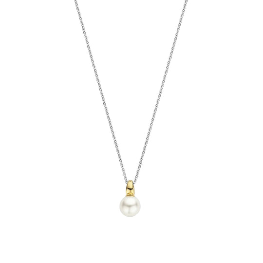 Pearl Pendant Necklace (8mm) by TI SENTO in Sterling Silver and 18ct Gold Vermeil