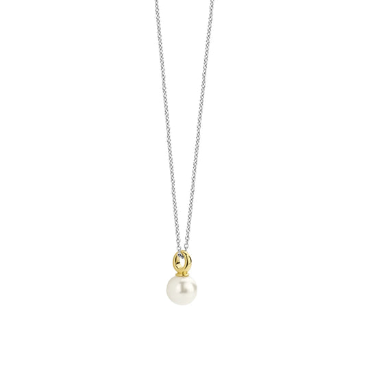 Pearl Pendant Necklace (8mm) by TI SENTO in Sterling Silver and 18ct Gold Vermeil, view 3