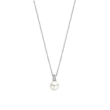 Load image into Gallery viewer, Sterling Silver Pearl and Cubic Zirconia Pendant on Chain
