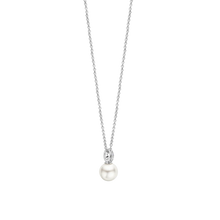 Load image into Gallery viewer, Sterling Silver Pearl and Cubic Zirconia Pendant on Chain