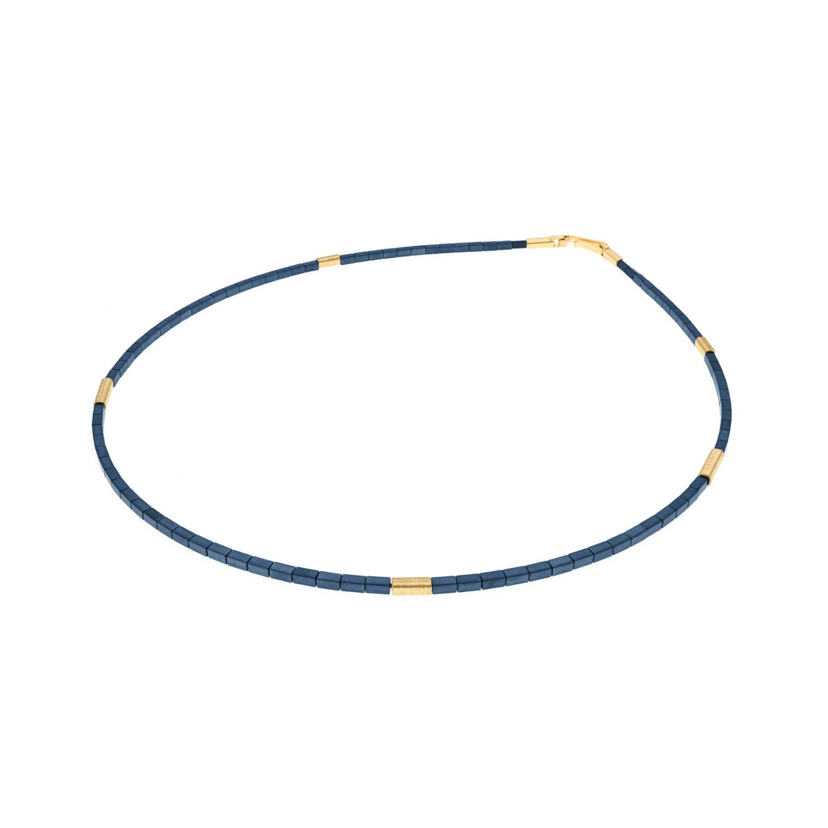 Blue Haematite and Gold Vermeil Single Strand Necklace