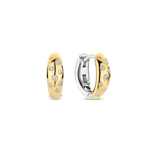 Load image into Gallery viewer, Gold Vermeil Cubic Zirconia Hoop Earrings