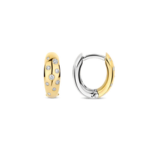 Load image into Gallery viewer, Gold Vermeil Cubic Zirconia Hoop Earrings