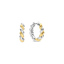 Load image into Gallery viewer, Two Tone Twisted Hoop Earrings