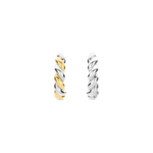 Load image into Gallery viewer, Two Tone Twisted Hoop Earrings