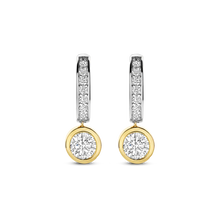 Load image into Gallery viewer, Ti Sento Sterling Silver Vermeil Classic Round Zirconia Hoops
