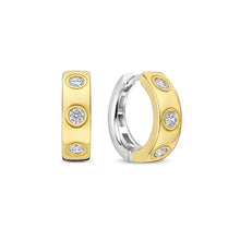 Load image into Gallery viewer, Ti Sento Sterling Silver Vermeil Classic Zirconia Hoops