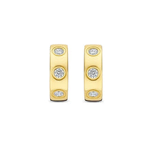 Load image into Gallery viewer, Ti Sento Sterling Silver Vermeil Classic Zirconia Hoops, view 2