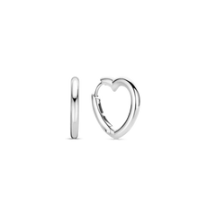 Load image into Gallery viewer, Sterling Silver Heart Shaped Hoop Earrings