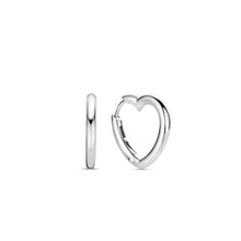 Load image into Gallery viewer, Sterling Silver Heart Shaped Hoop Earrings, view 6