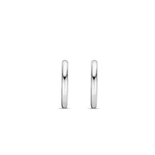 Load image into Gallery viewer, Sterling Silver Heart Shaped Hoop Earrings, view 4