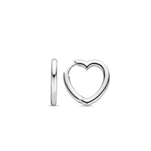 Load image into Gallery viewer, Sterling Silver Heart Shaped Hoop Earrings