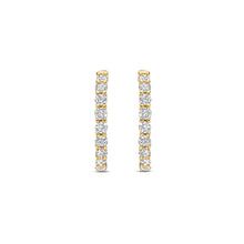 Load image into Gallery viewer, Ti Sento Vermeil cz medium hoop earrings