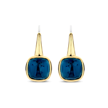 Load image into Gallery viewer, Deep Blue Stone Gold Vermeil Drop Earrings