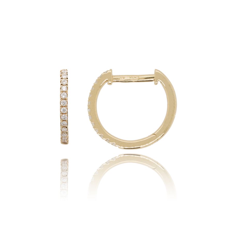 9ct Yellow Gold & Diamond Large Hoop Earrings