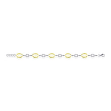 Load image into Gallery viewer, Sterling Silver, Vermeil & CZ set Oval Link Bracelet