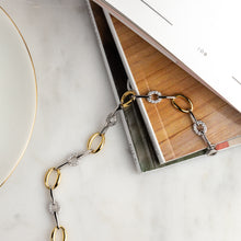 Load image into Gallery viewer, Sterling Silver, Vermeil & CZ set Oval Link Bracelet