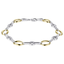 Load image into Gallery viewer, Sterling Silver, Vermeil & CZ set Oval Link Bracelet