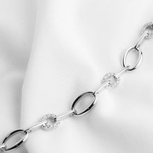 Load image into Gallery viewer, Sterling Silver & CZ set oval link Bracelet