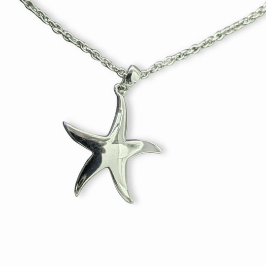 Sterling Silver Large Starfish Pendant Necklace, view 3
