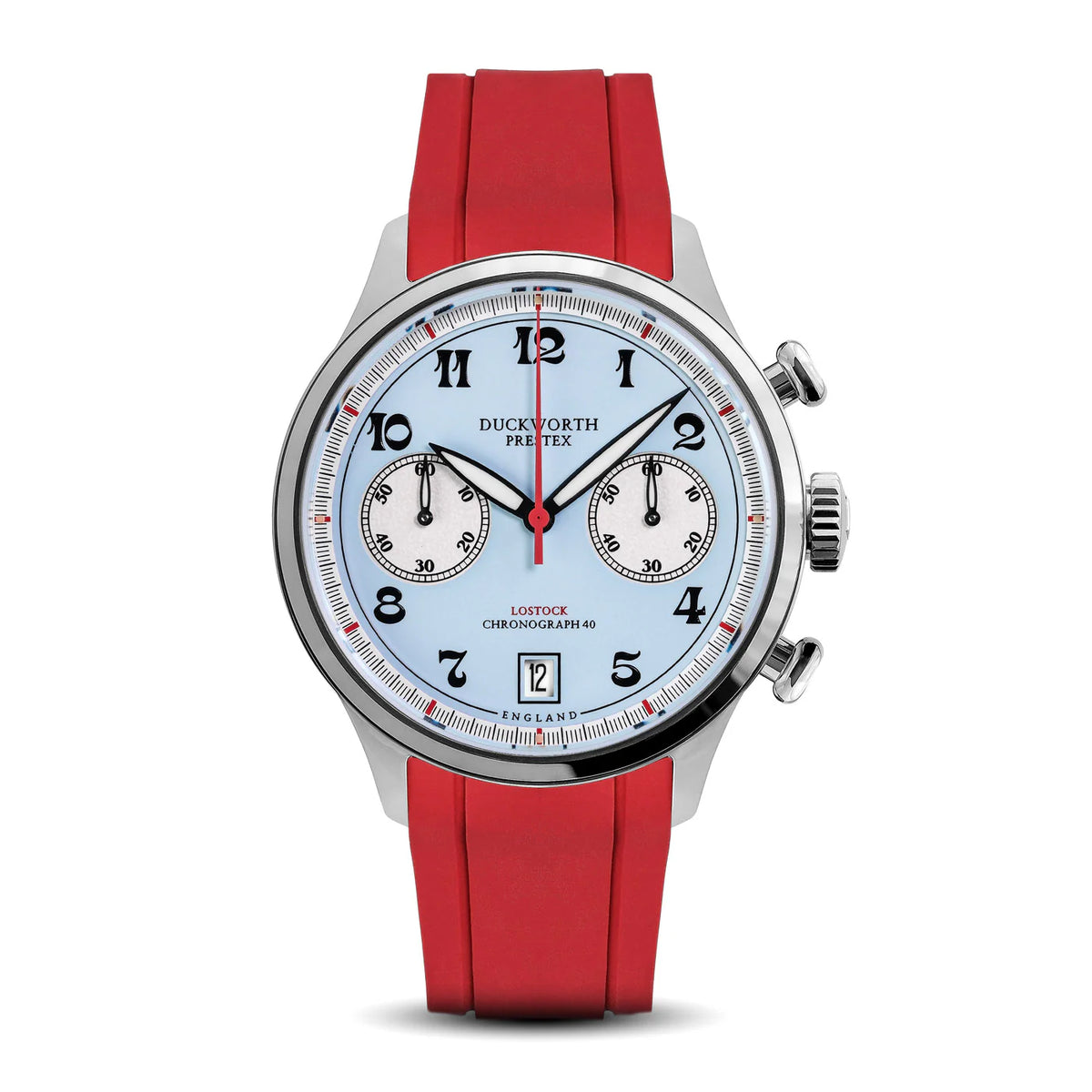 Lostock Quartz Chronograph Blue Dial Red Rubber Strap