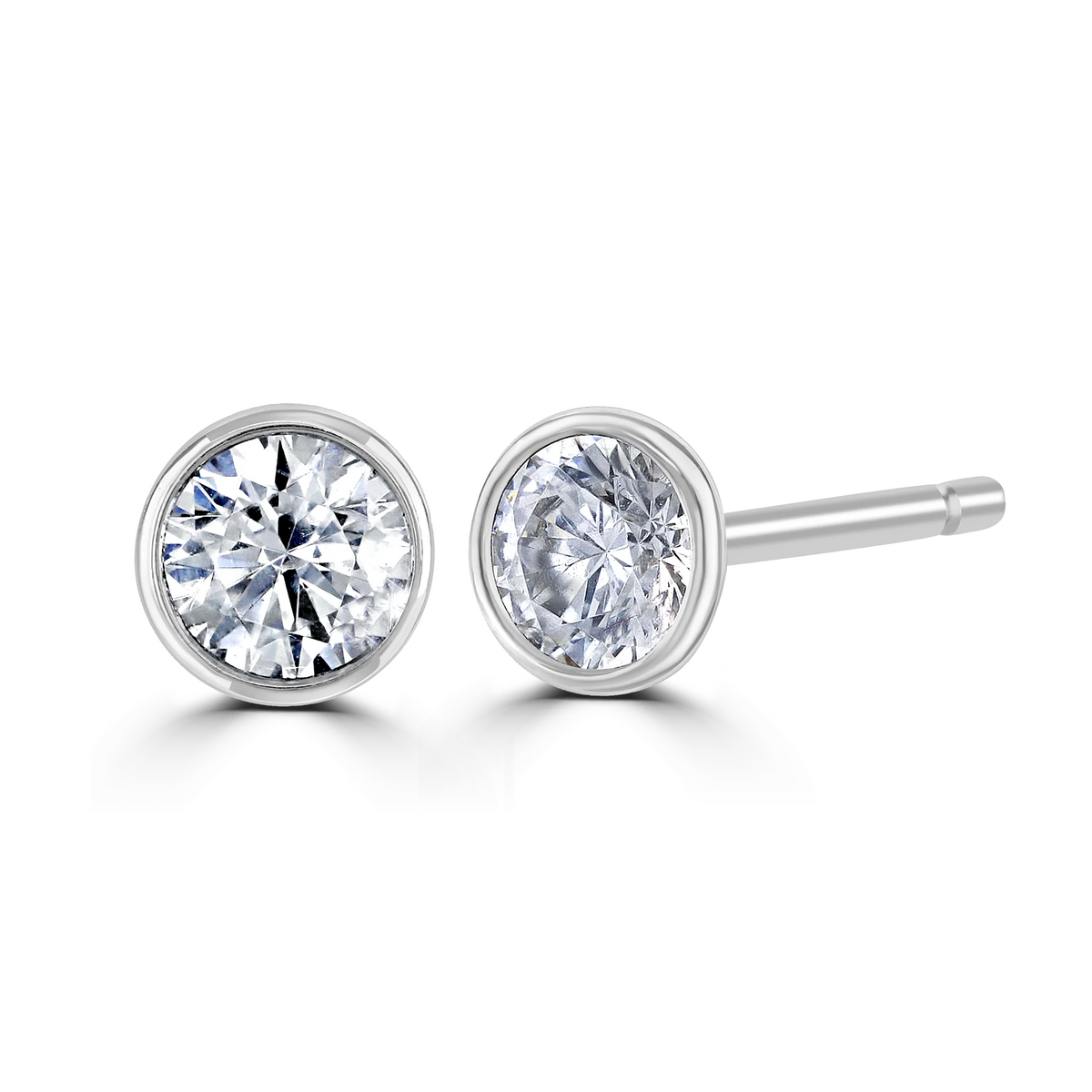 9ct White Gold bezel set Diamond Studs from 0.15ct to 0.50ct, view 5