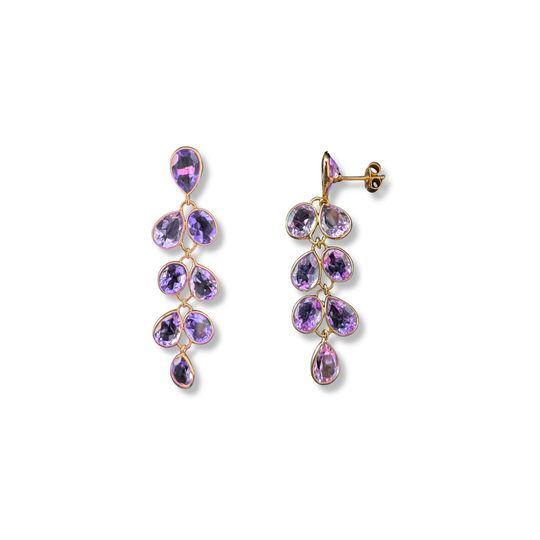 Amethyst and Gold Vermeil Cascade Drop Earrings, view 3