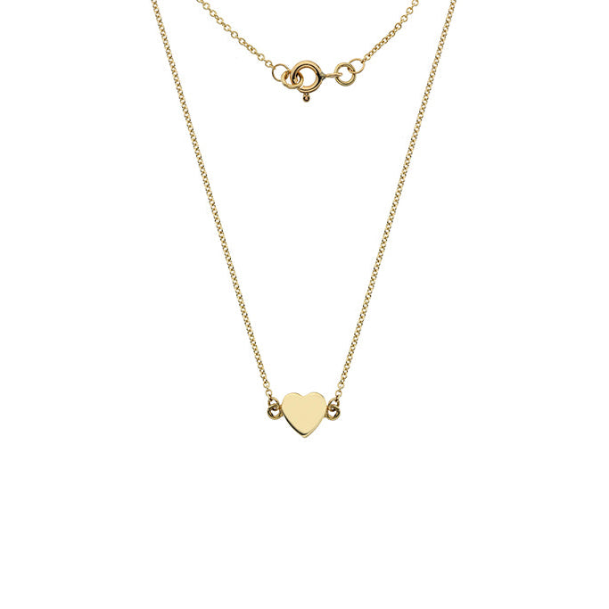 9ct Yellow Gold Necklace - Solid Heart