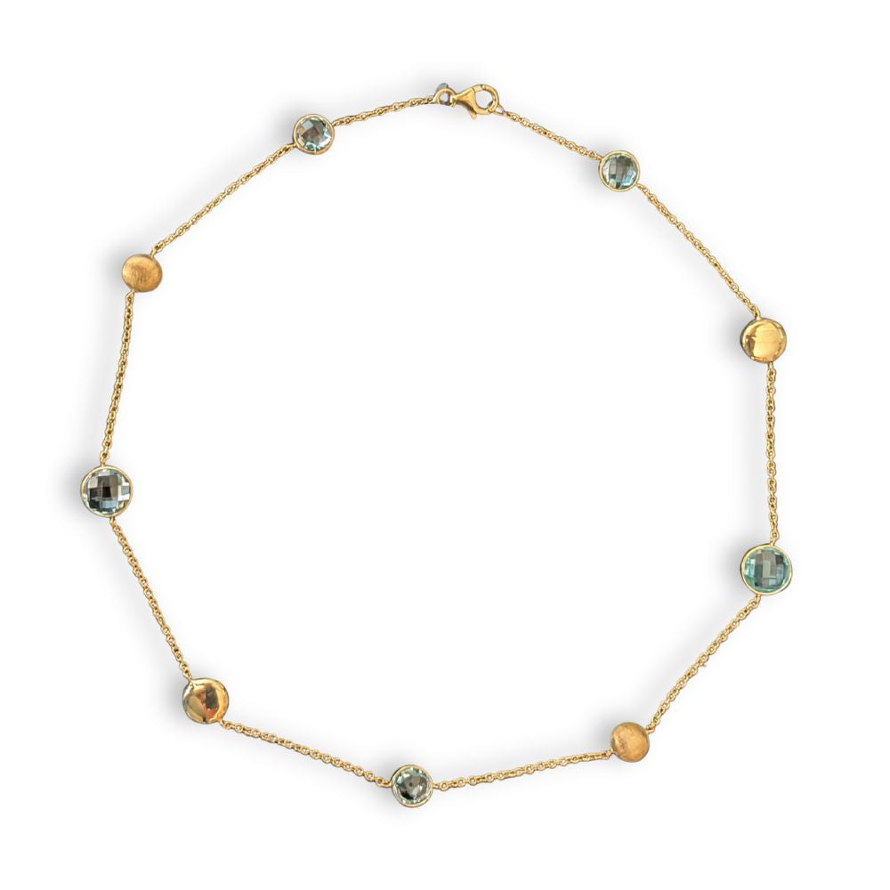 9ct Gold Blue Topaz Station Necklace