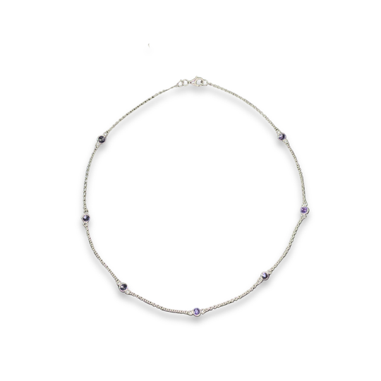 Sterling Silver Amethyst Station Necklace