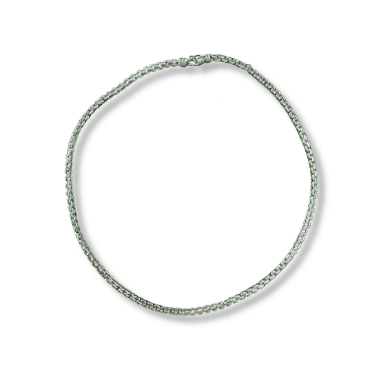 Sterling Silver Box Link Chain Necklace – 44cm