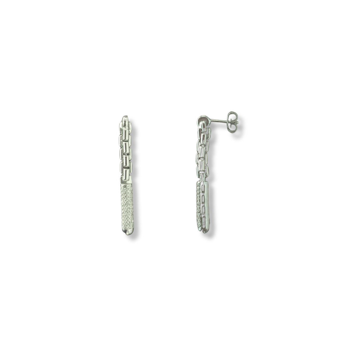 Sterling Silver Cubic Zirconia Bar Drop Earrings
