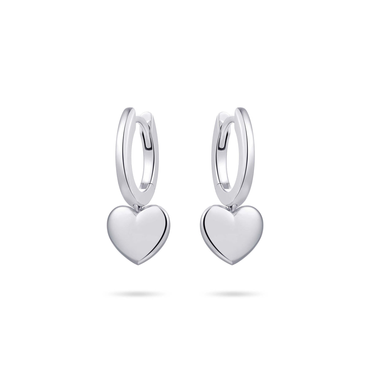 Sterling Silver Huggie Hoop Earrings with Heart Drop