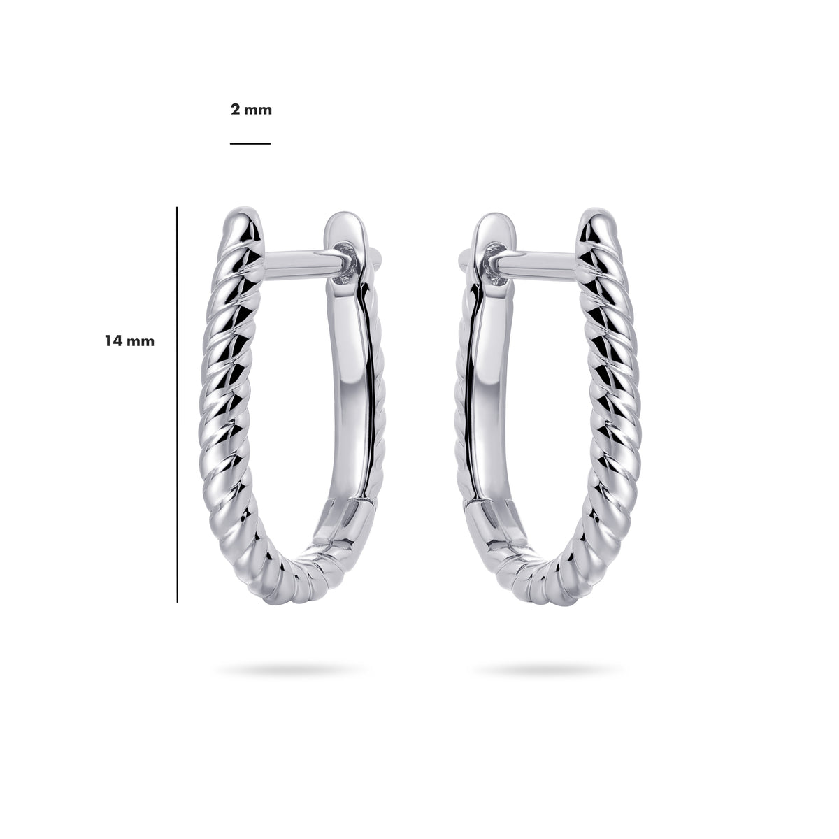 Sterling Silver Twisted Huggie Hoop Earrings, view 2
