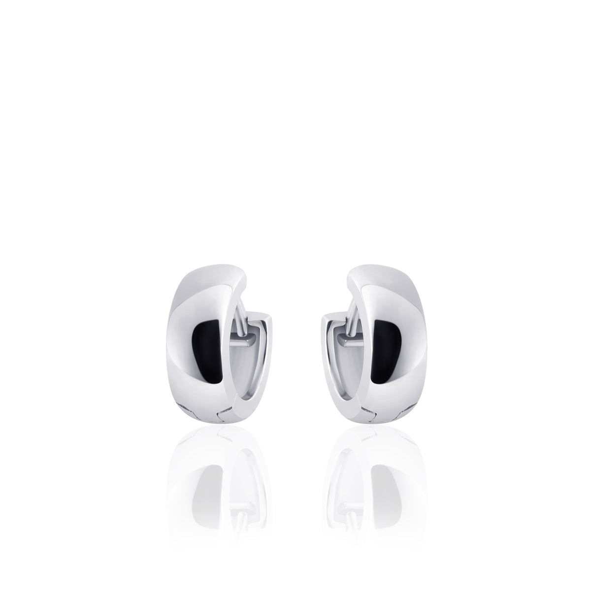 Sterling Silver 13.5mm Wide Round Huggie Hoop Earrings